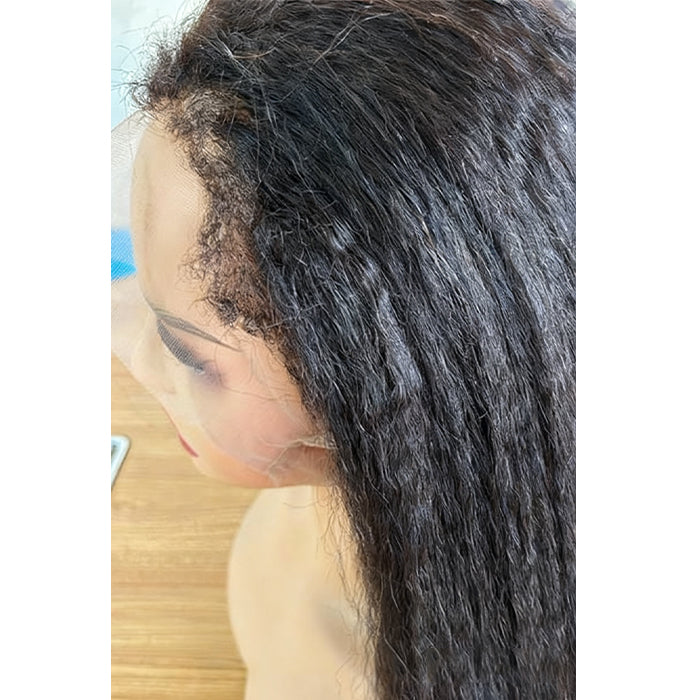 Real Show |4C Edge Hairline | Yaki Straight Wig | Frontal/Closure Transparent Lace Or Glueless (14-32'')