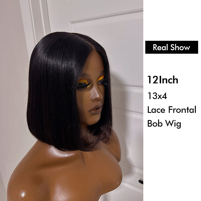 Wholesale Price | 12'' Straight Bob Wig | Glueless Frontal/Closure Lace