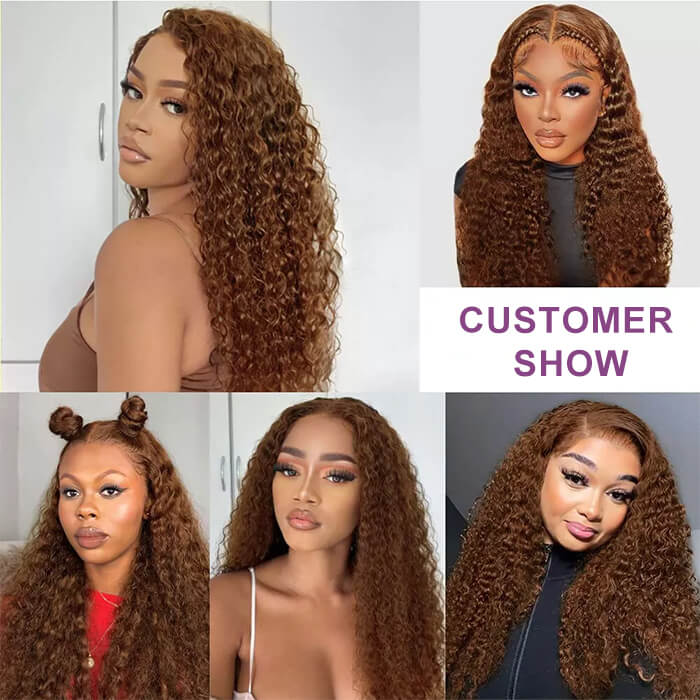 Suqu Hair #4 Dark Brown Glueless Wig Curly Lace Front Wigs Pre-plucked Human Hair