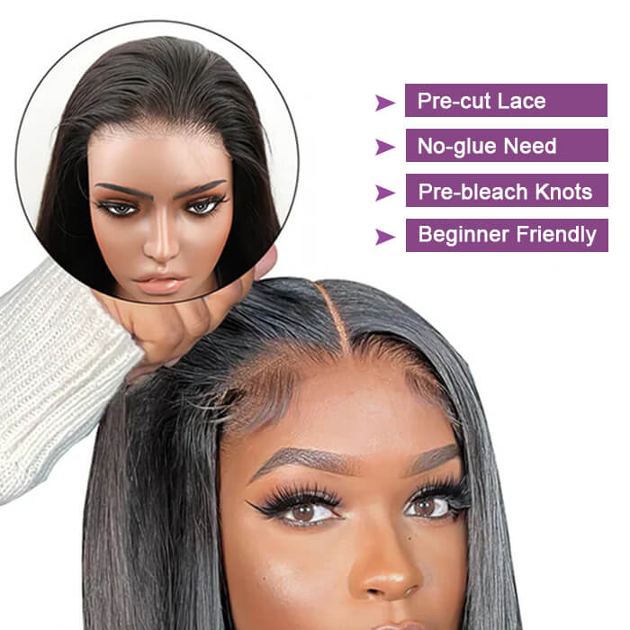Bouncy Loose Wave 13x4 Transparent Pre-cut Glueless Human Hair Wigs