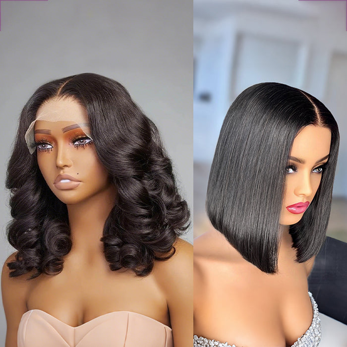 2Wigs=₵1499 | 18'' Bouncy Wavy Egg Curl Wig +10'' Straight Bob Wig