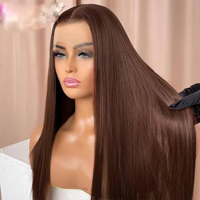 Buy 1 Get 1 Free | Straight Wig+Free Pixie Curly Wig | #4 Brown Wig | Frontal/ Closure Wig