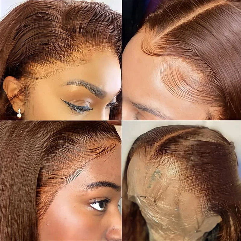 Pre-cut Lace Frontal/Closure | Brown #4 Wig | Straight Bob Wig