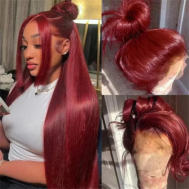 99J Burgundy 13x4/4x4 Lace Front Glueless Wig Straight Wigs Virgin Hair