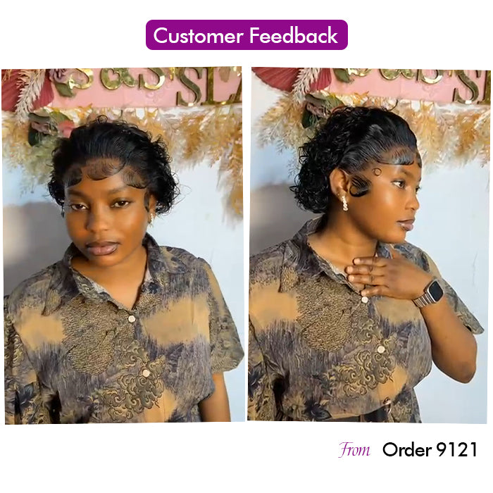 Real Show | Pixie Curly Wig | Frontal HD Lace Wig Lace (8'')