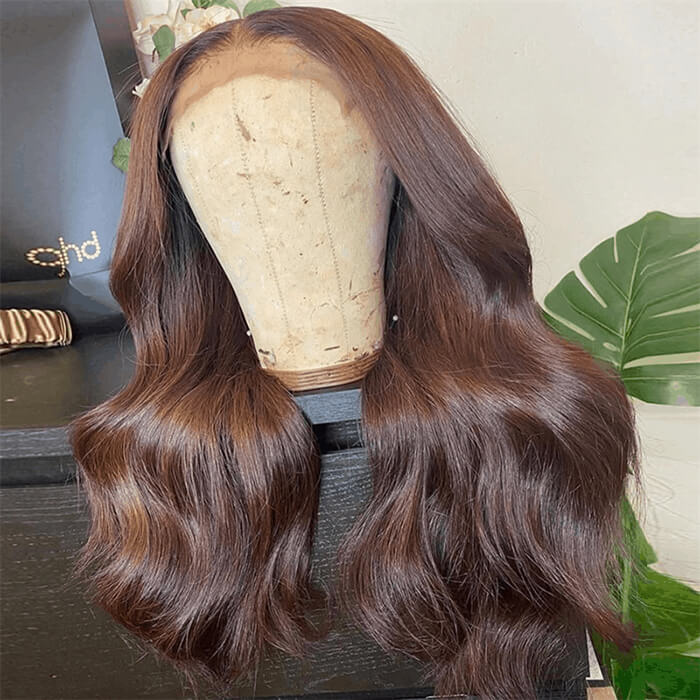 Real Show | Straight Wig | #4 Brown Color |Frontal/Closure Transparent Lace Glueless Wig(16-32'')