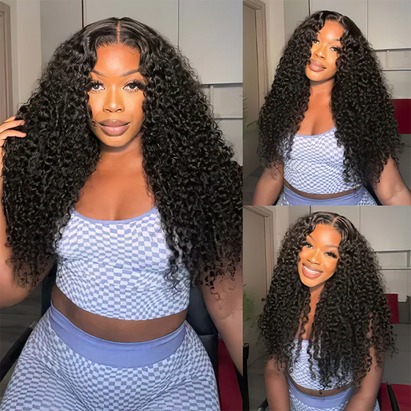Jerry Curly Transparent Lace Front Wig 100% Human Hair For Black Women