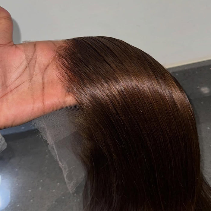 Real Show | Straight Wig | #4 Brown Color |Frontal/Closure Transparent Lace Glueless Wig(16-32'')
