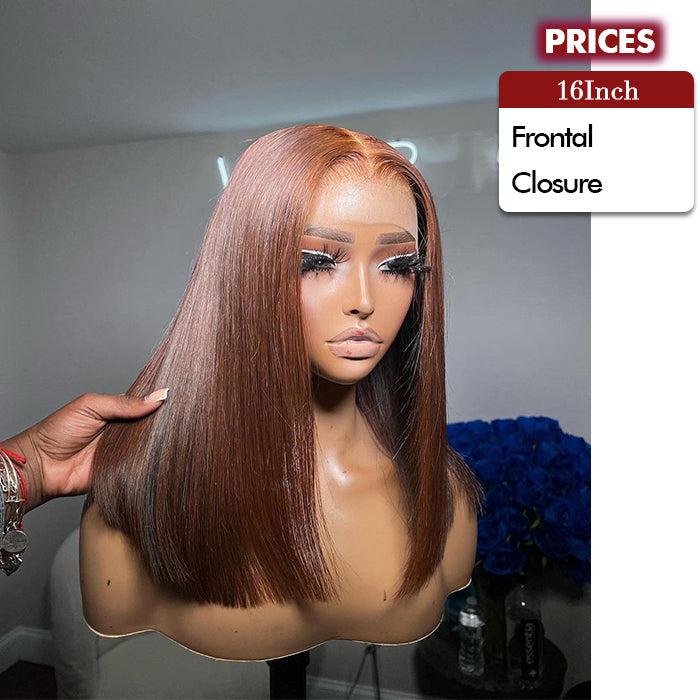 Clearance Sale | Brown Bob Wig |Glueless Frontal/ Closure(No Restock)