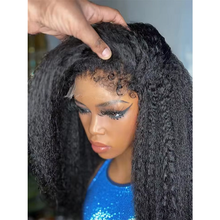 Real Show |4C Edge Hairline | Yaki Straight Wig | Frontal/Closure Transparent Lace Or Glueless (14-32'')