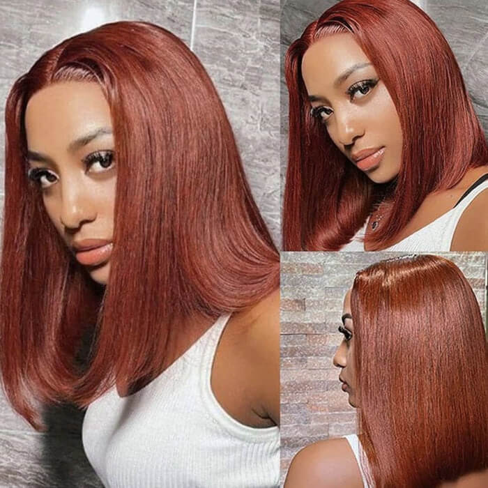 Pre-cut Lace Frontal/Closure | Reddish Brown #33 Wig | Straight Bob Wig