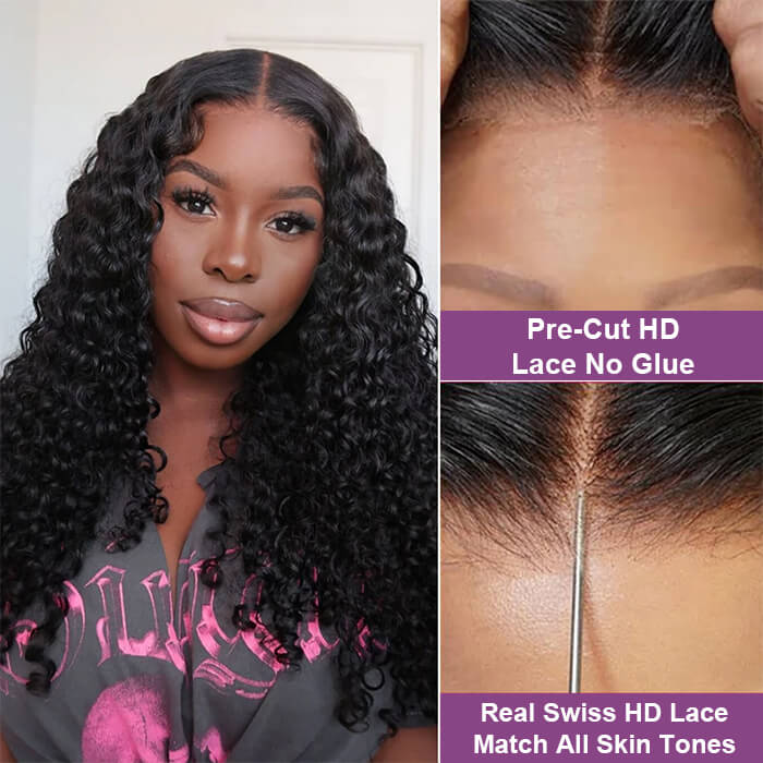 Glueless Deep Wave Pre Cut Lace 4x4/5x5/13x4 Closure/ Frontal Wig