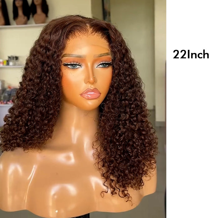 Suqu Hair Chocolate Brown Curly 4x4 5x5 13x4 HD Lace Front Brazilian Human Hair Wig