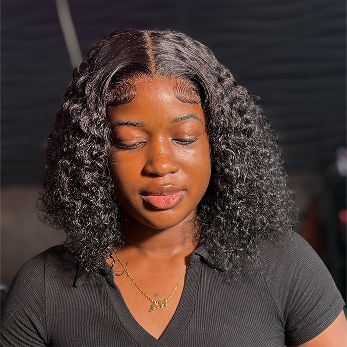 Real Show | Curly Bob Wig |  Frontal/Closure Transparent Lace Glueless (8-16'')