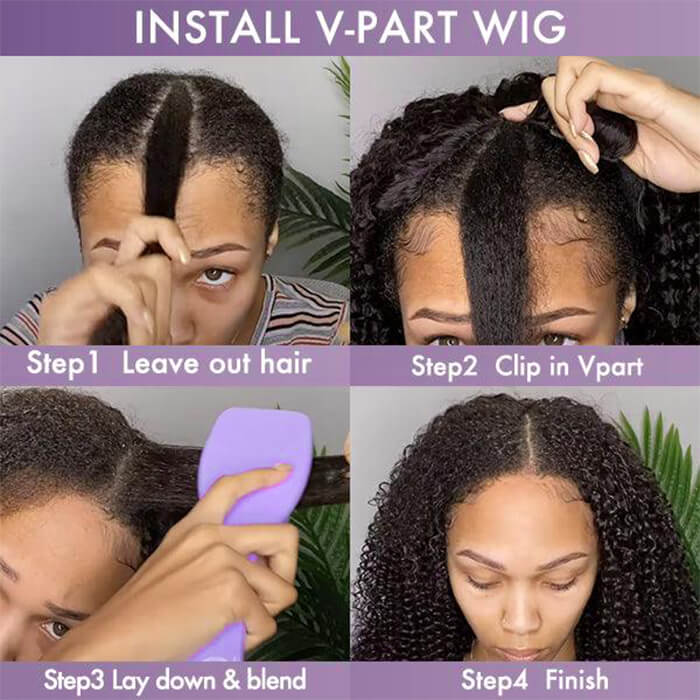Beginner Friendly Deep Wave V Part Gluless Wigs 100% Human Hair Wig