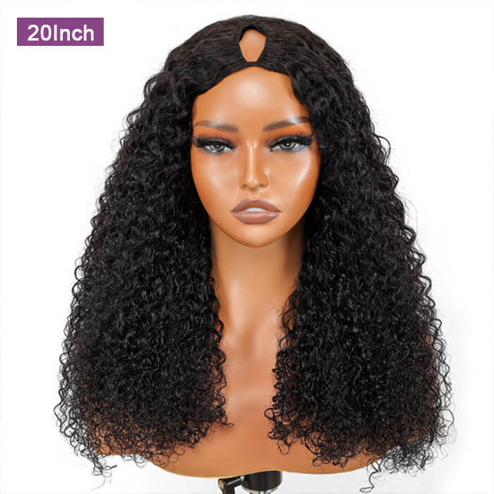 Glueless Wigs Curly V Part Wig Affordable Human Hair Wigs