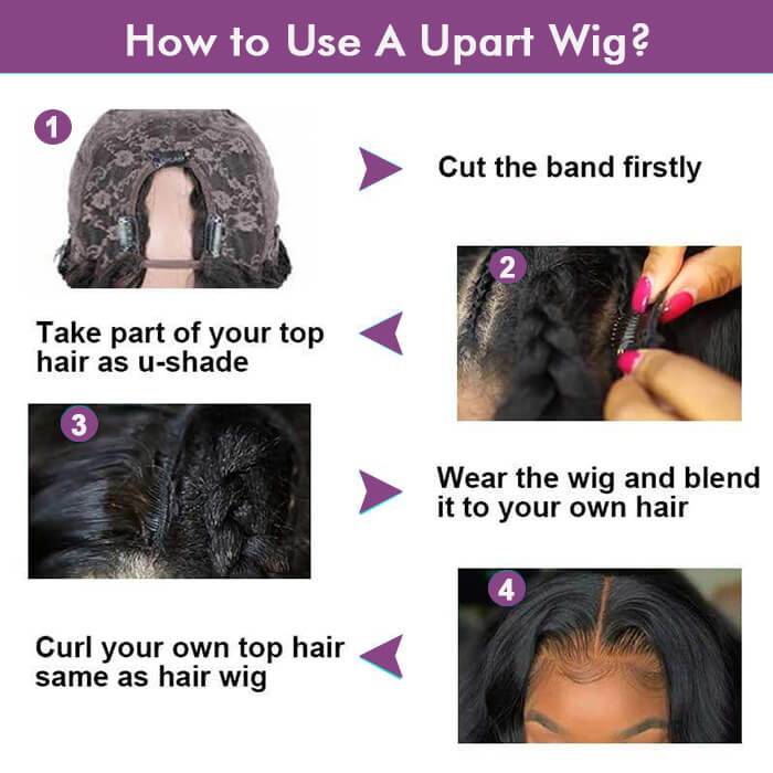 Beginner Friendly Water Wave U Part Gluless Wigs 100% Human Hair Wig