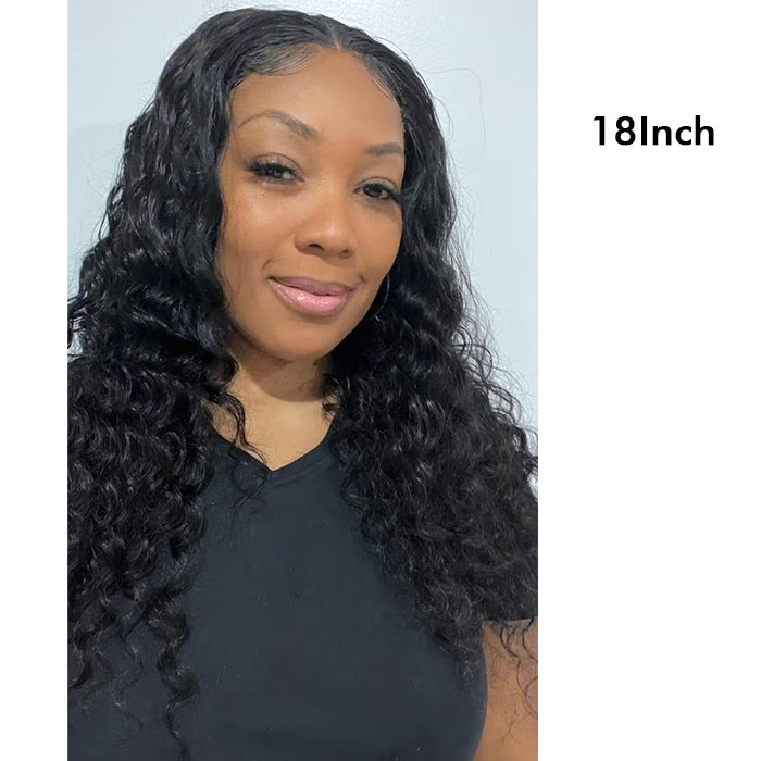 [18''=₵1189] Deep Wave Glueless Lace Closure/Frontal Pre-Cut Lace Wig