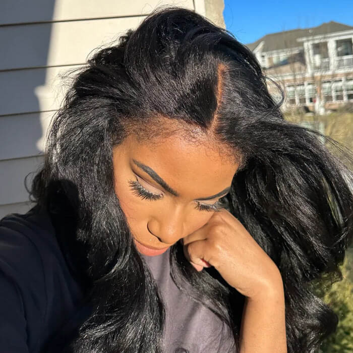 Real Show |4C Edge Hairline | Yaki Straight Wig | Frontal/Closure Transparent Lace Or Glueless (14-32'')