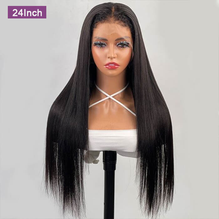 4C Edges Hairline Wigs Curly Baby Hair 13x4 Transparent Lace Front Human Hair Wigs Straight Hair Wigs