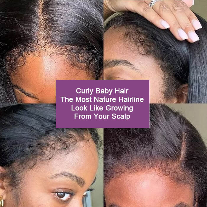4C Edges Hairline Wigs Curly Baby Hair 13x4 Transparent Lace Front Human Hair Wigs Straight Hair Wigs