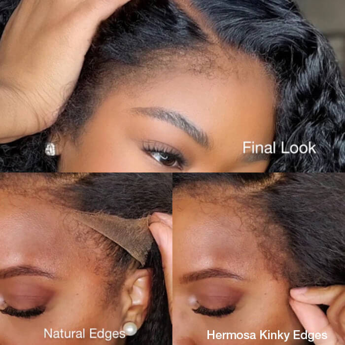 4C Edges Hairline Wigs Curly Baby Hair 13x4 Transparent Lace Front Human Hair Wigs Straight Hair Wigs