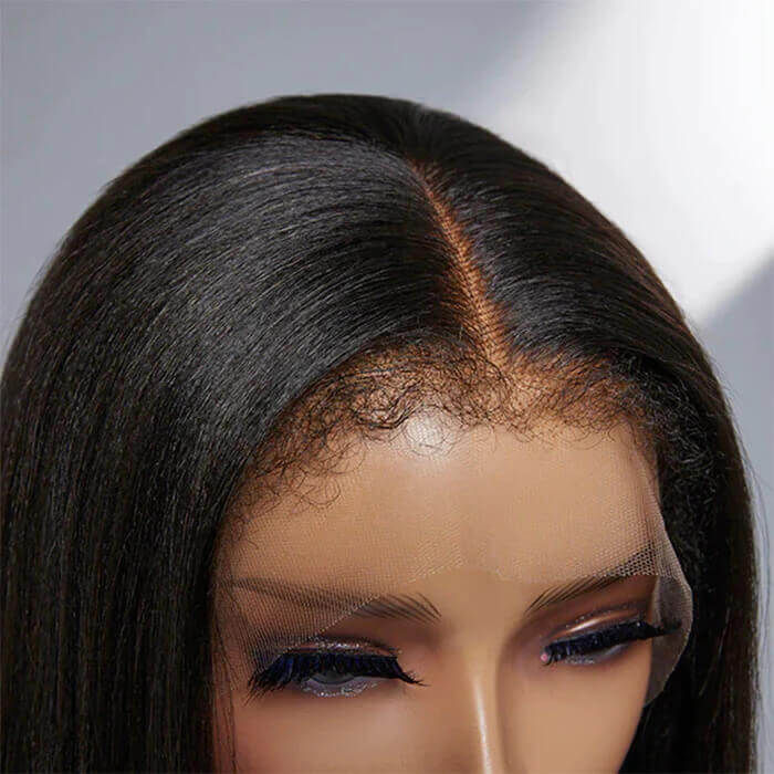 4C Edges Hairline Wigs Curly Baby Hair 13x4 Transparent Lace Front Human Hair Wigs Straight Hair Wigs