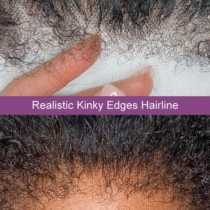 4C Edges Hairline Wigs Curly Baby Hair 13x4 Transparent Lace Front Human Hair Wigs Straight Hair Wigs