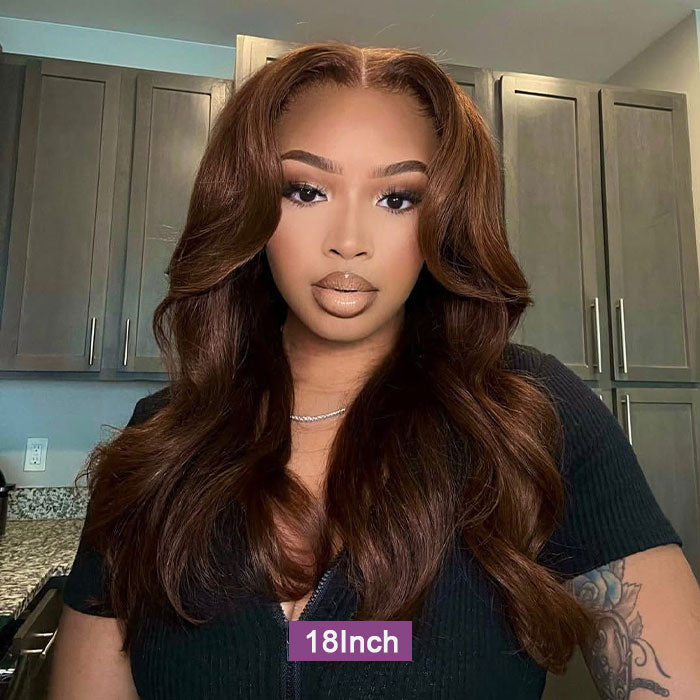 [18''=₵999] Body Wave Wig | Brown #4 Color | 4x4 Closure Glueless Invisible Lace