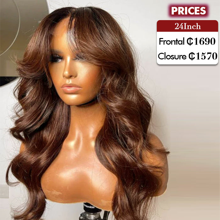 Wholesale Price | Brown Body Wave Wig | Glueless Lace Frontal/Closure(24''/26'')