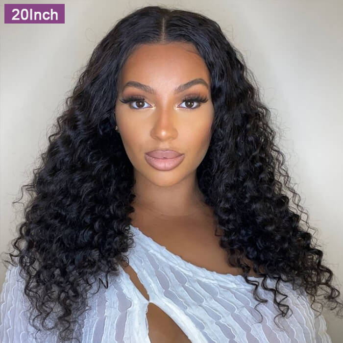 Beginner Friendly Deep Wave V Part Gluless Wigs 100% Human Hair Wig