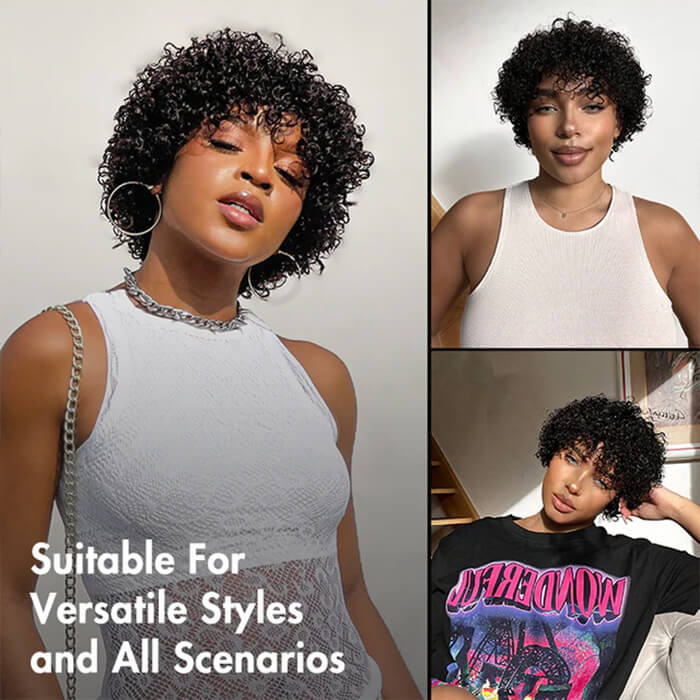 Real Show | Pixie Curly Wig | Machine Made Wig Glueless (8'')