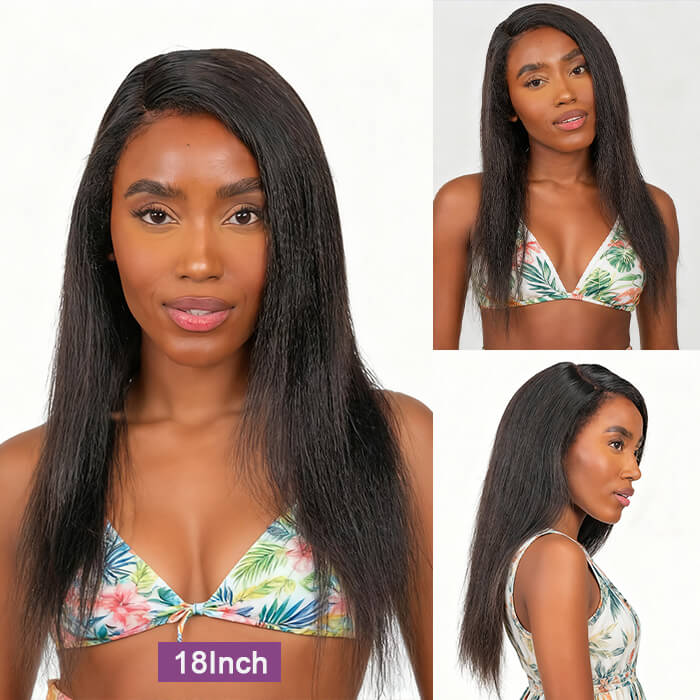[18''=₵1189] 4x4 Glueless Closure/Frontal Wig Pre-Cut HD Lace Yaki Straight Human Hair Wigs