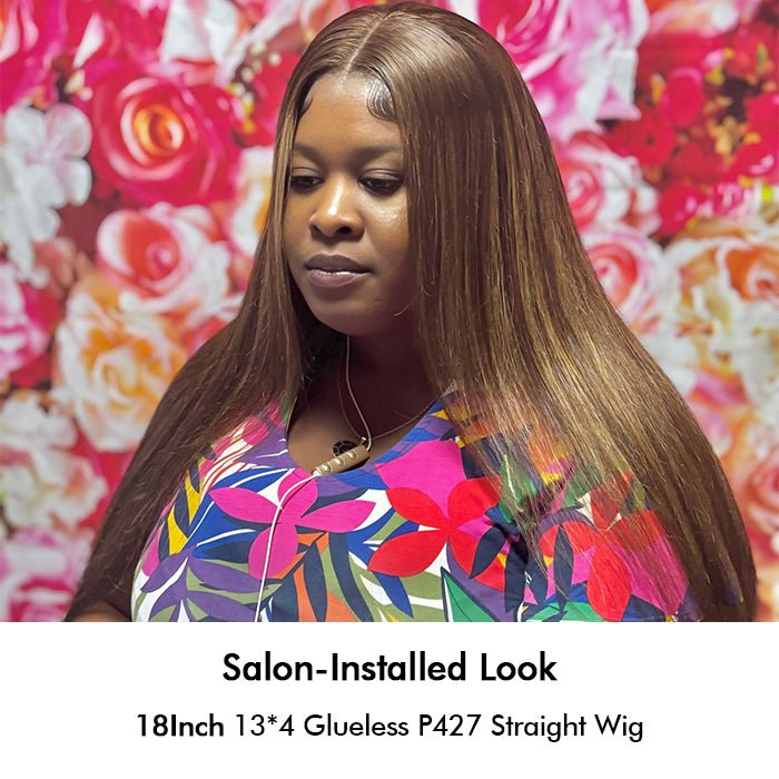 Real Show |Straight Wig | Highlight P4/27 Color | Frontal/Closure Transparent Lace Glueless (16-32'')