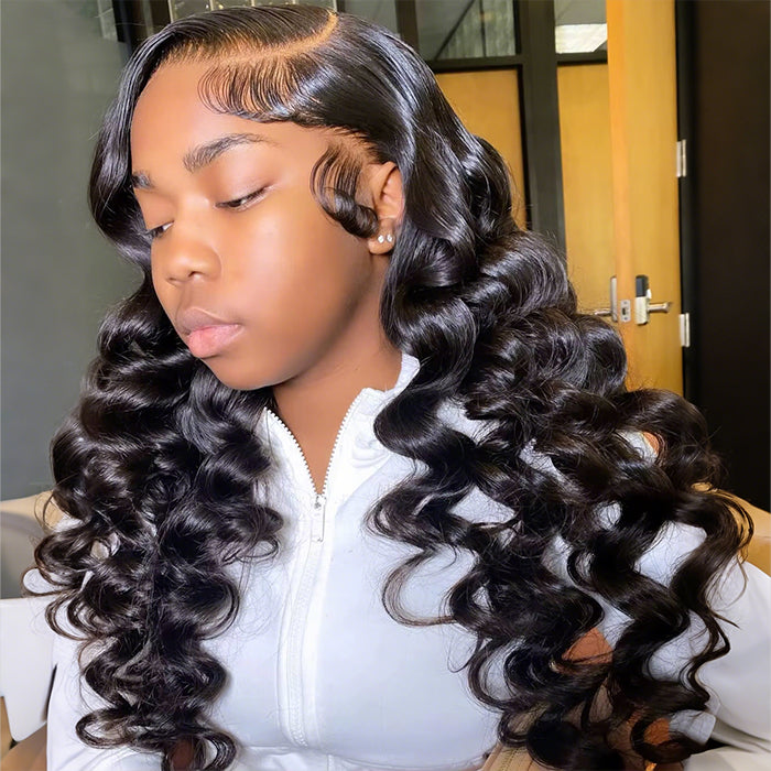 Transparent Lace Wig 13x4 Loose Wave Human Hair Wig Pre Plucked Hairline