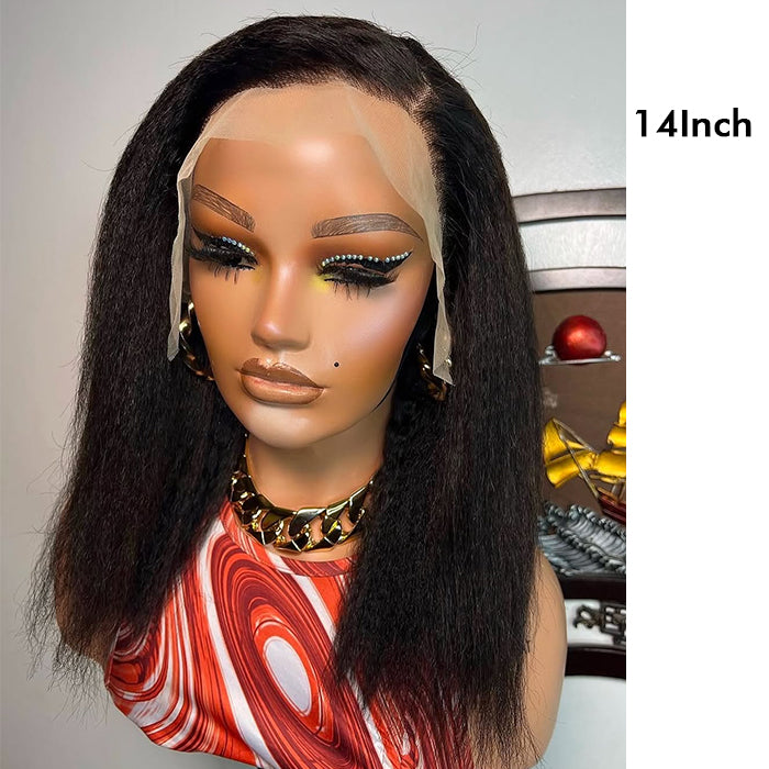 Wholesale Price | Short Yaki Straight Wig | Frontal Wig Glueless (14'')