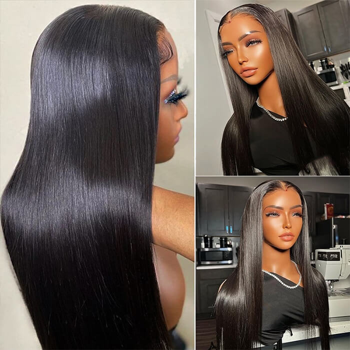4x4/5x5/13x4 Transparent Lace Closure and Lace Frontal Wigs Straight Glueless Wigs Brazilian Human Hair