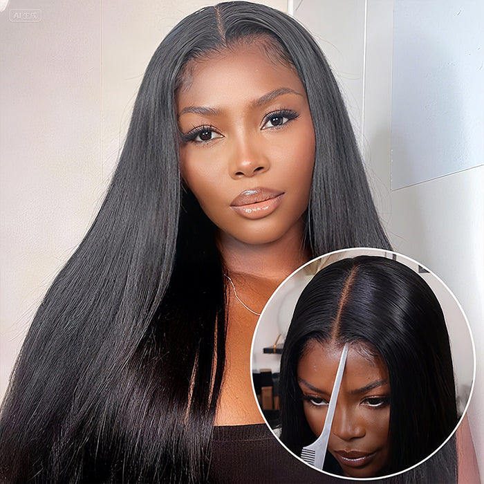 [18''=₵999]Straight Wig For Beginners Glueless Closure/ Frontal Pre Plucked Brazilian Virgin Hair Wigs
