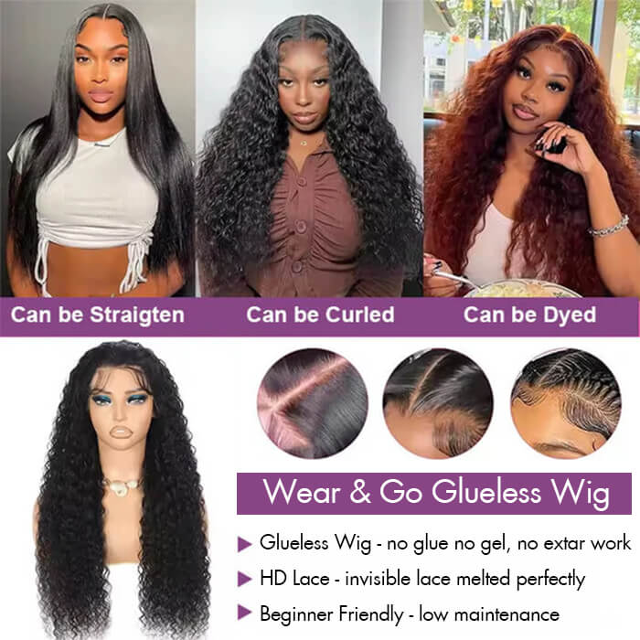 Glueless Deep Wave Pre Cut Lace 4x4/5x5/13x4 Closure/ Frontal Wig