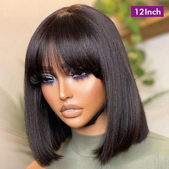 Glueless Machine Made Wig |Straight Bob Wig With Bangs(10''-14'')