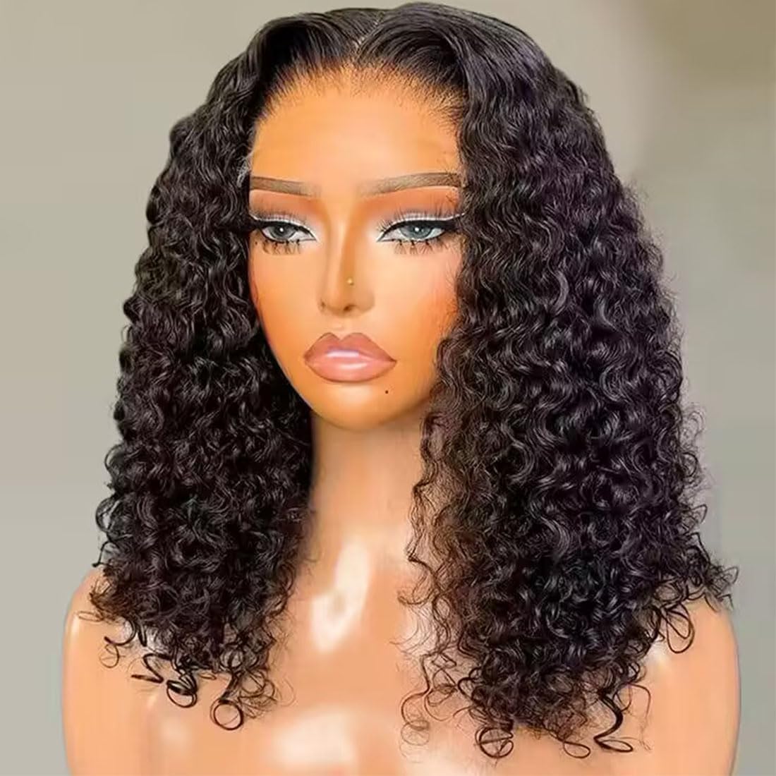 Pre-cut Lace Frontal Wig | 14'' Curly Bob Wigs