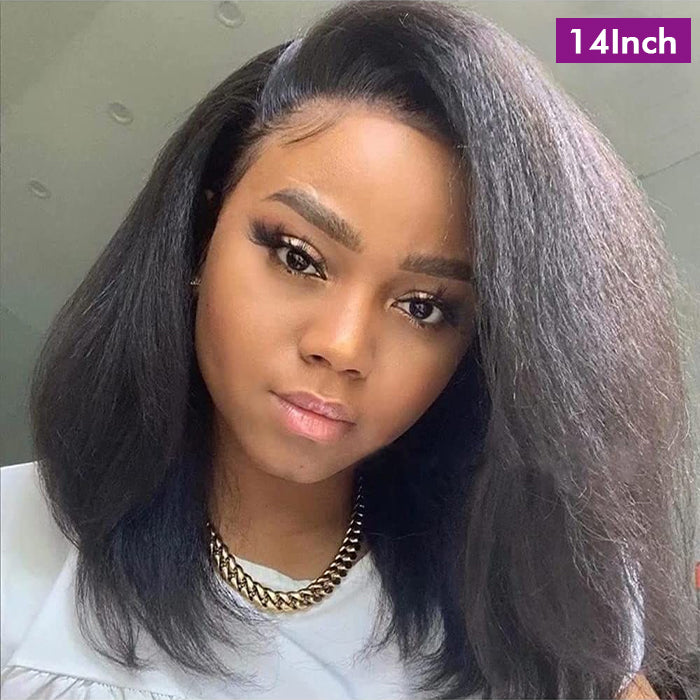 Wholesale Price | Short Yaki Straight Wig | Frontal Wig Glueless (14'')