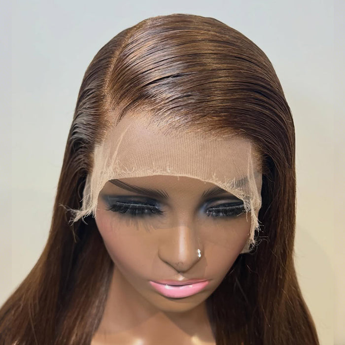 Real Show | Straight Wig | #4 Brown Color |Frontal/Closure Transparent Lace Glueless Wig(16-32'')