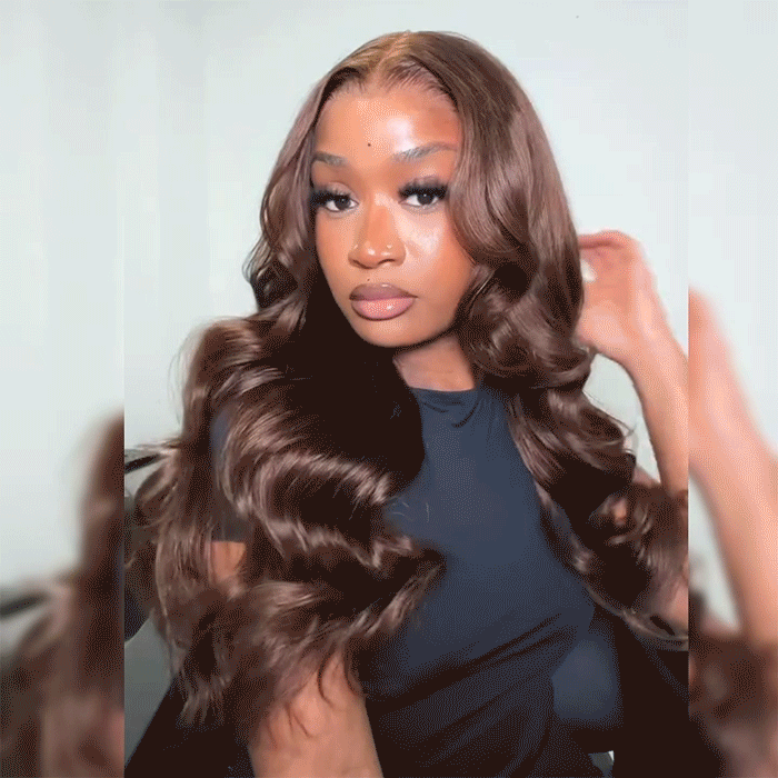 [18''=₵999] Body Wave Wig | Brown #4 Color | 4x4 Closure Glueless Invisible Lace