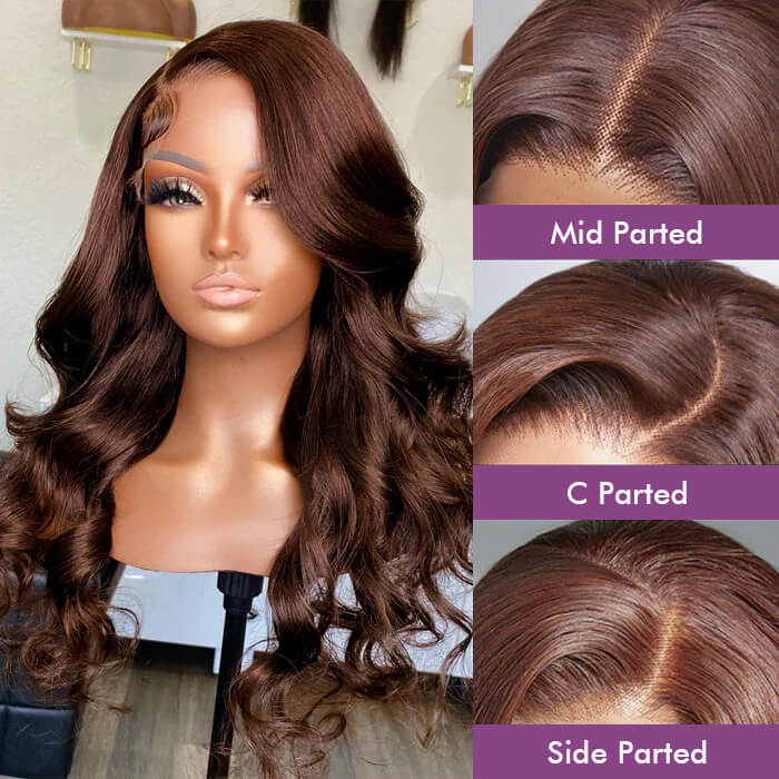 Chocolate Brown #4 Body Wave 13x4 Lace Front Human Hair Wigs For Women
