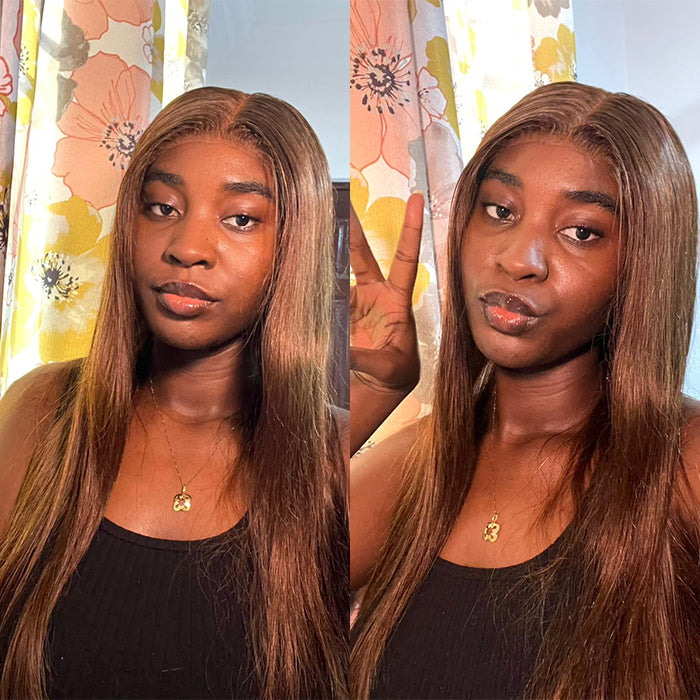 Real Review | Closure Wig 4×4 Lace 22''Brown Straight Wig
