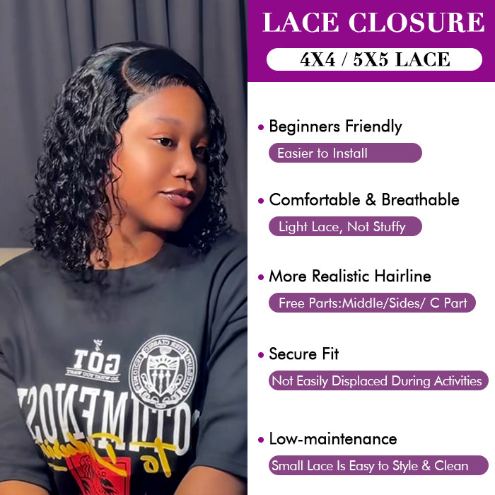 Real Review | Glueless Closure 16''Curly Bob Wig