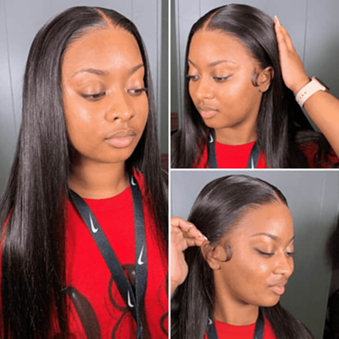 24 Inch 13x4 Transparent Swiss Lace Front Wigs 100% Human Hair Natural Color Straight Wig