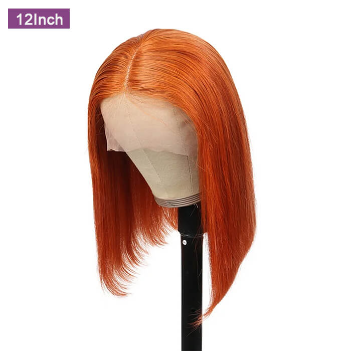 Glueless Frontal/Closure | Ginger Orange Color | Straight Bob Wig(8''-16'')