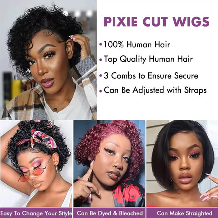 Real Show | Pixie Curly Wig | Frontal HD Lace Wig Lace (8'')